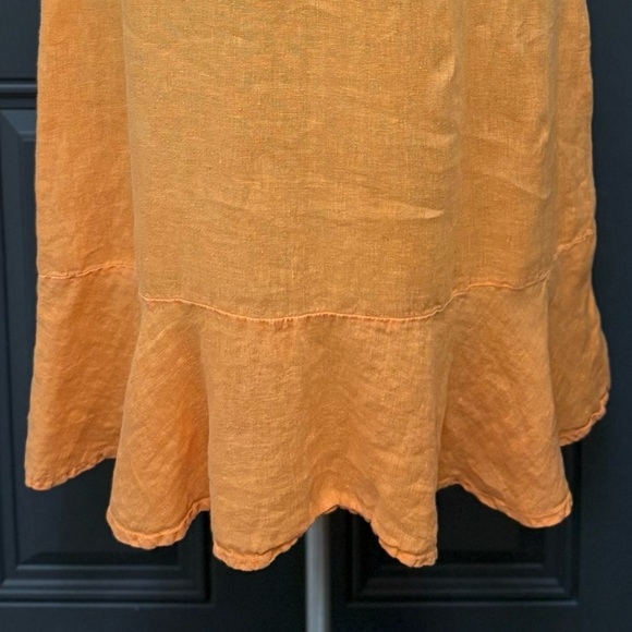 Francesca Bettini Orange Sleeveless V Neck 100% Linen Midi Dress Womens Size L - Picture 8 of 8